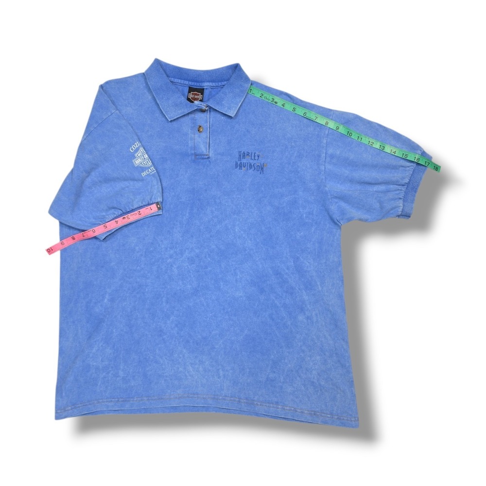 Vintage HARLEY DAVIDSON Embroidered Blue Polo Shirt Men's XL USA Made - Picture 5 of 8